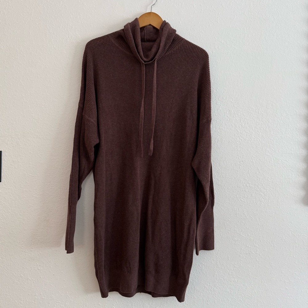 Prana Milani Knit Sweater Dress Brown Organic Cotton Merino Wool Blend XL